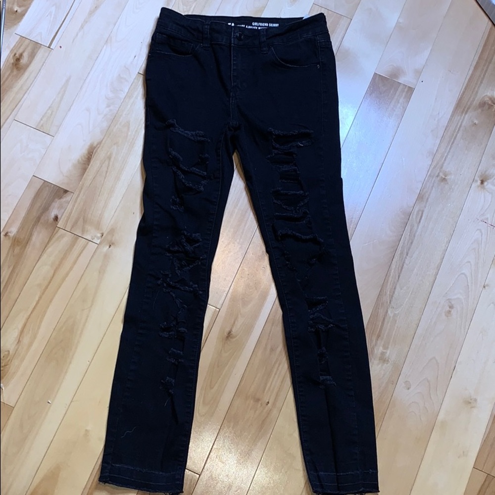 Distressed Black denim